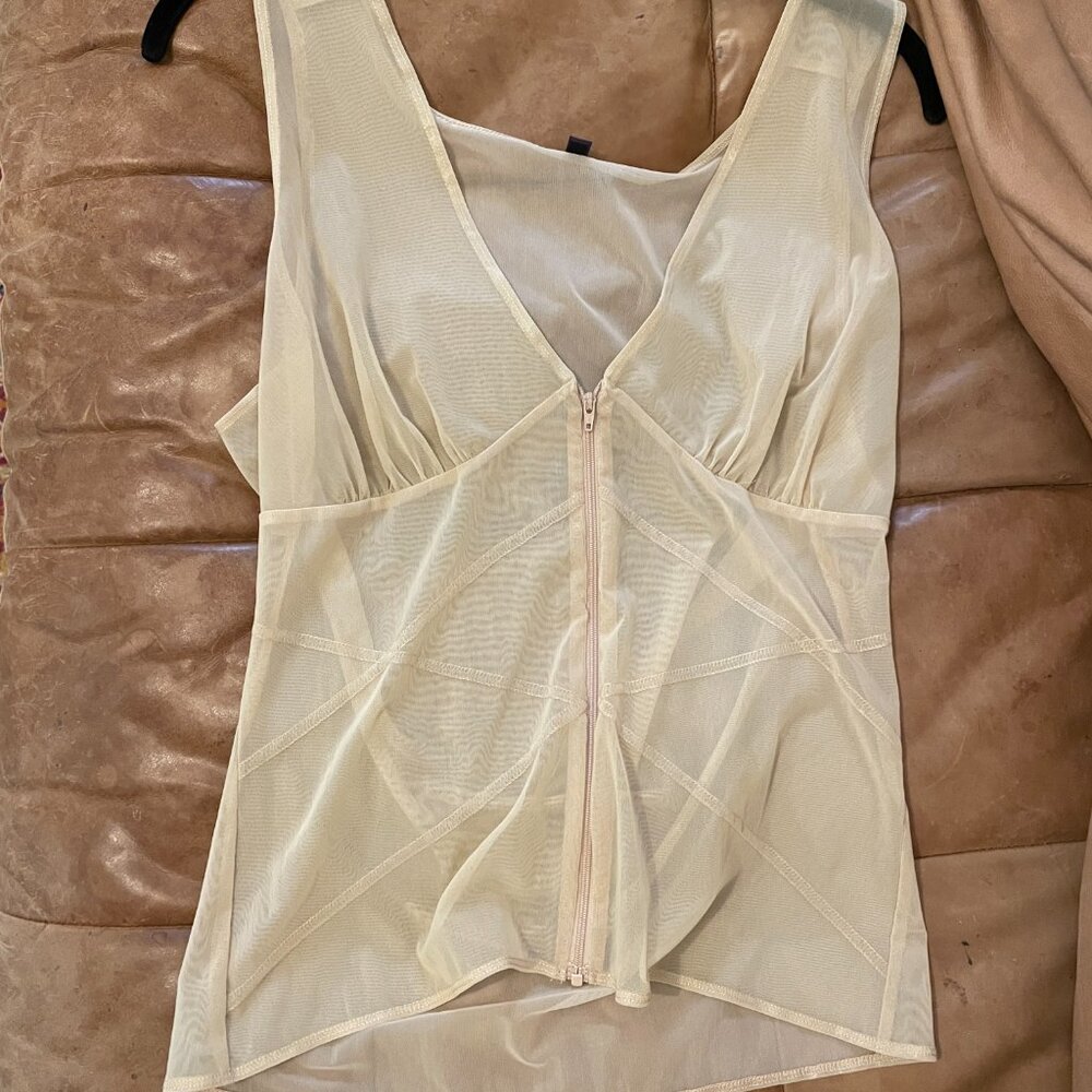 Women's sheer top | vest tank skin see through sexy brown large